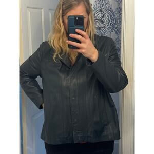 Handmade leather jacket from Morocco blue/gray woman size 58 (about 22 or 24)